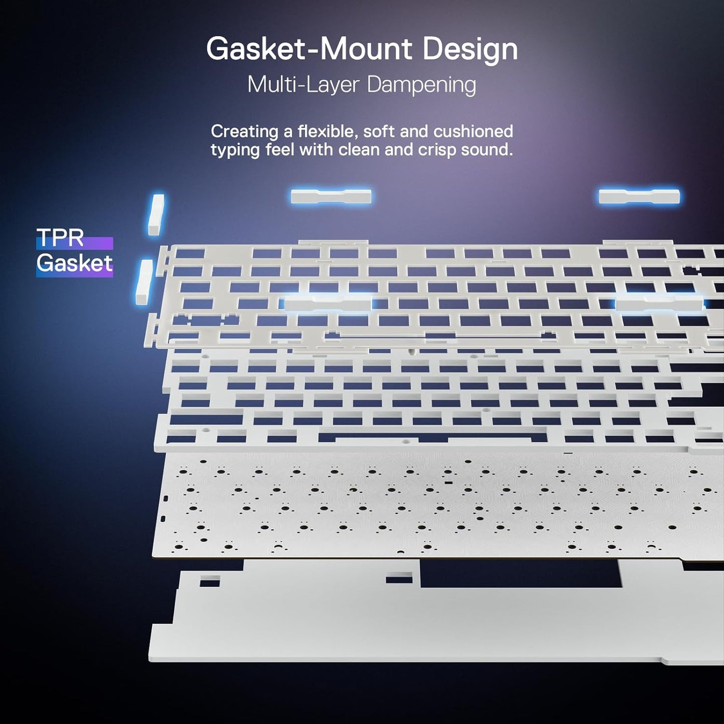 K673 PRO 75% Wireless Gasket RGB Gaming Keyboard, 3-Modes 81 Keys Compact Mechanical Keyboard Hot-Swap Socket, Dedicated Knob Control and Sound Absorbing Pads, Linear Red Switch